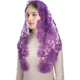 thumbnail image 3 of Catholic Veils for Women Mass, Triangle Floral Chapel Veil Lace Mantilla Church Prayer Shawl Head Coverings with Clip, 3 of 6