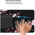 thumbnail image 3 of Pink Cherry Blossom Mouse Pad 35.4x15.7 Inch Black XXL Large Gaming Extended Mousepad Big Desk Pad Stitched Edges Rubber Keyboard Mat for Office Desktop, 3 of 5