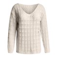 thumbnail image 3 of Mujer Tops Clásico Cuello en V Manga Larga Color Sólido Diamante Hueco Suéter Blusa Pompotops gfhjh11307, 3 of 5