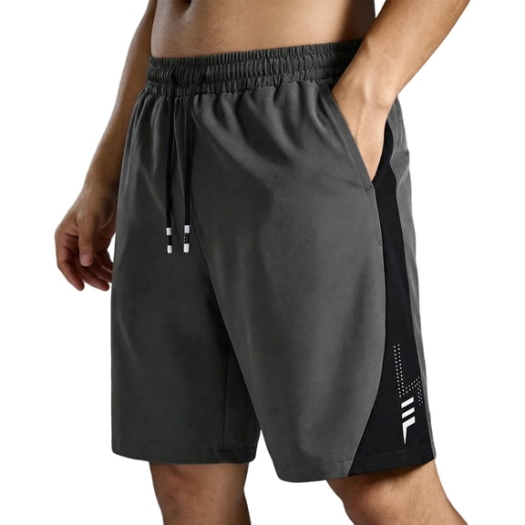 Yievot Sport Shorts for Men Drawstring Elastic Waist Color Block Gym Running Workout Shorts