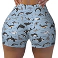 thumbnail image 2 of Lsque Dolphins Pattern High Waisted Biker Shorts for Women-Tummy Control Fitness Athletic Workout Running Yoga Gym Shorts,Moisture-Wicking-Small, 2 of 9