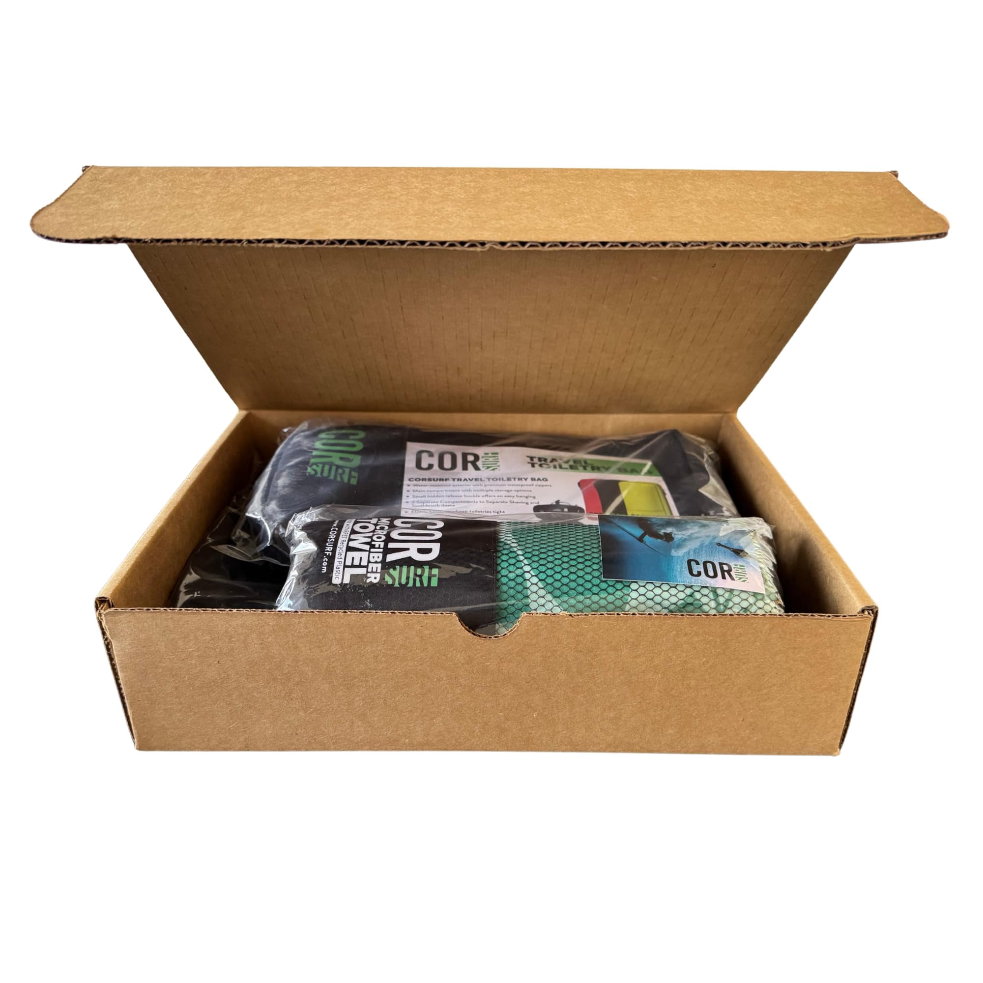 Travel Gift Box Set: Includes COR Surf Premium Toiletry Travel Bag, Compression Packing Cube Set and our Premium Compact and Quick Dry Travel Beach Towel (Kailua)
