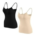 thumbnail image 2 of Njoeus Womens Summer Tops Black Tank Top Woman 2 Pack Camisole Tops for Women Shelf Bra Comfy Spaghetti Strap Tank Top with Built in Bras Basic Cami Undershirt Off The Shoulder Tops for Women On Clear, 2 of 5