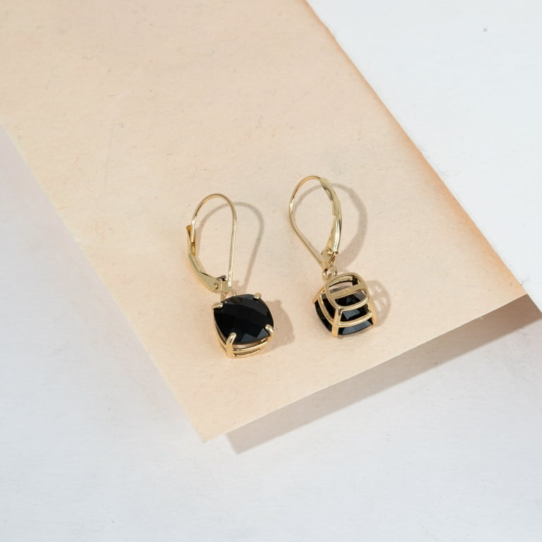 10k Gold 6mm Cushion Cut outlet Gemstone Dangle Earrings for Women with Leverbacks