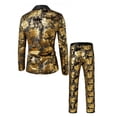 thumbnail image 4 of Men’s 2 Piece Short Set Printed Fashion Nightclub Party Casual Pants Tuxedo Ensemble Prom Outfit Set, 4 of 5