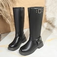 thumbnail image 4 of hzomhy Womens Mid Calf Boots Round Toe Side Zipper Mid Block Heel for Casual Daily and Fall Winter Wear, 4 of 9