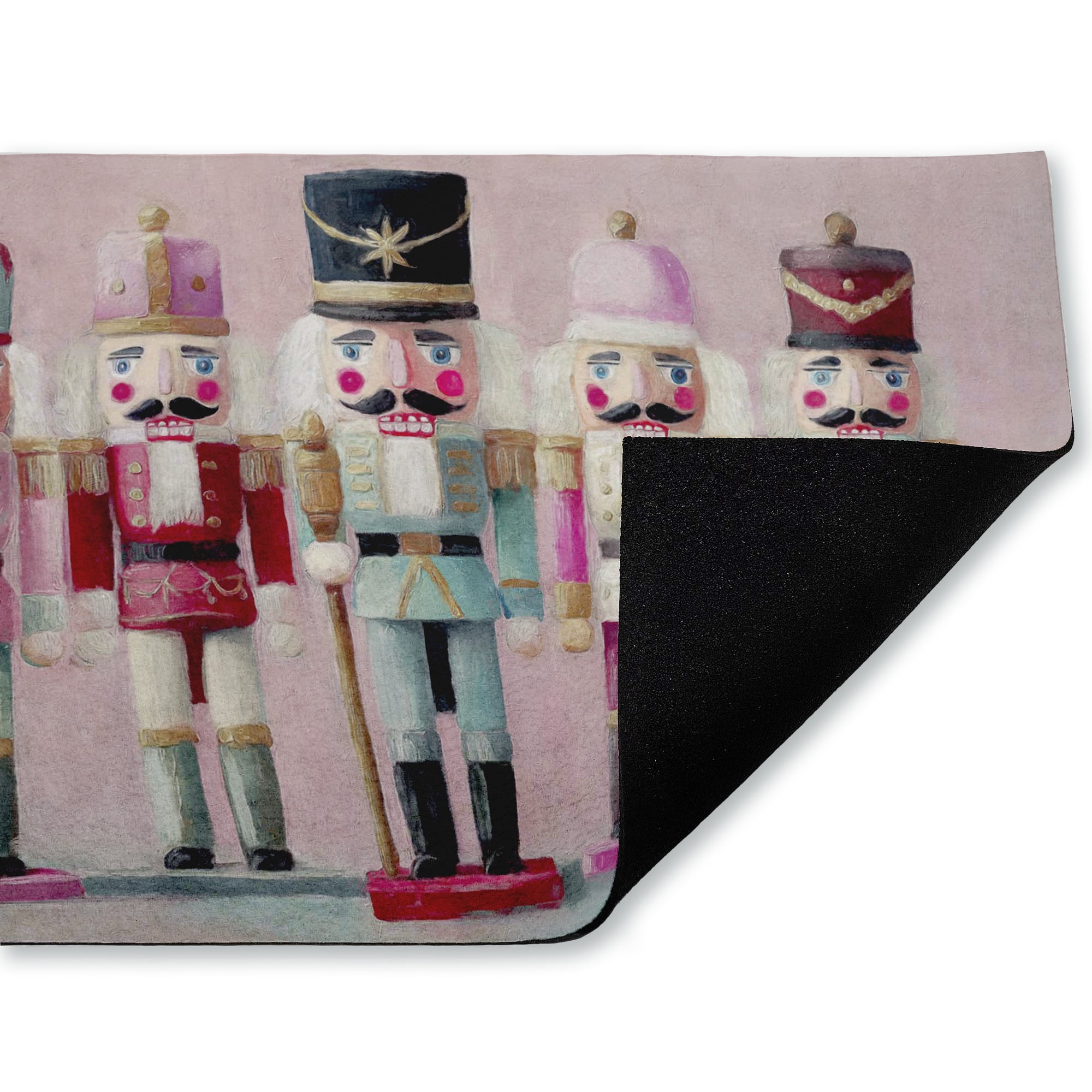 Stupell Industries Classic Nutcrackers on Pink Printed Outdoor Door Floor Mat, design by Nina Blue