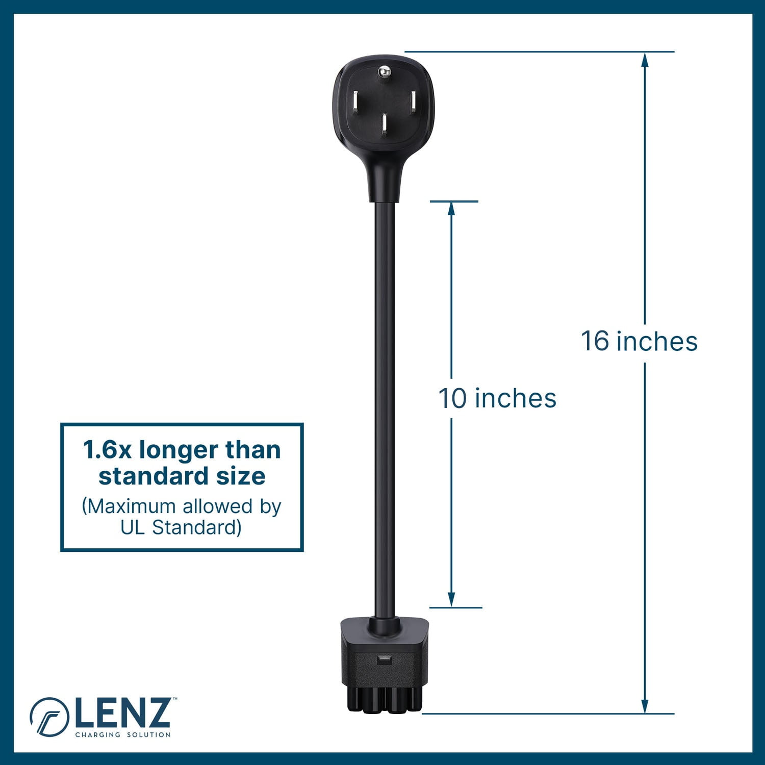 LENZ NEMA 14-50 Adapter for Tesla Mobile Charger Gen 2 & 3, plugs into 240V 14-50 Outlet 32 Amps, 16-inch (Verify Fit before Purchase)