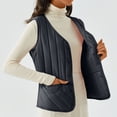 thumbnail image 2 of Women's Double-sided Cotton Padded Sleeveless Vest Jacket, Stand Collar, Black, Size XXL, 2 of 5