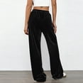 thumbnail image 4 of Women's Elastic Waist Velour Wide Leg Pants Long Palazzo Bell Bottom Casual Velvet Flare Jogger with Pockets Black, 4 of 7