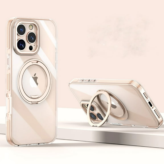 Compatible with iPhone 14 Pro Max Case with Invisible Magnetic 360°Ring Stand, Compatible with MagSafe, Great Grip Feeling, Anti-Slip, Drop-Proof and Protective Cover, Translucent Matte Case, Bronze