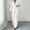 White, variant on Womens Two Piece Outfit Long Sleeve Breasted Blazer High Waist Straight Leg Pants formal Business Suit Army Green XL(XL)
