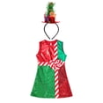 thumbnail image 3 of Xnihocha Robe de Fête de Noël pour Enfants Filles Imprimé Rayé Tutu avec Bandeau Mignon Cerceau Écarlate 12, 3 of 7
