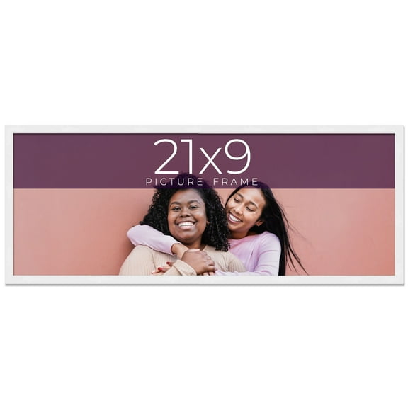 21x9 Frame White Real Wood Picture Frame Width 0.75 inches | Interior Frame Depth 0.5 inches |