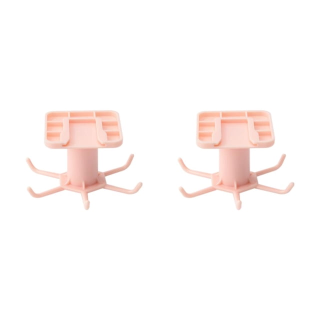 Yuarrent Colgador de cocina ABS, reemplazo autoadhesivo, Color sólido, giratorio, 6 garras, cepillo, colgante, soporte para estante, Rosa 2piezas