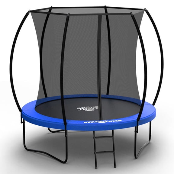 SpaceJump Nova Trampoline With Safety Net, 8 ft Round, Blue/Black