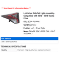 thumbnail image 2 of Left Driver Side Tail Light Assembly - Compatible with 2016 - 2018 Toyota Prius 2017, 2 of 2