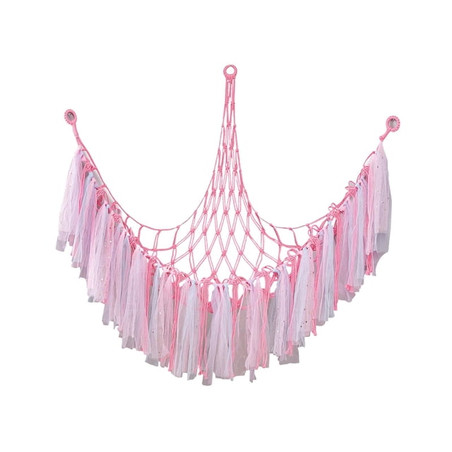 Hamaca de juguete de macramé bohemio, soporte de almacenamiento de animales de peluche, organizador de juguetes de red para 107cmx107cmx140cm Zulema Red para hamacas