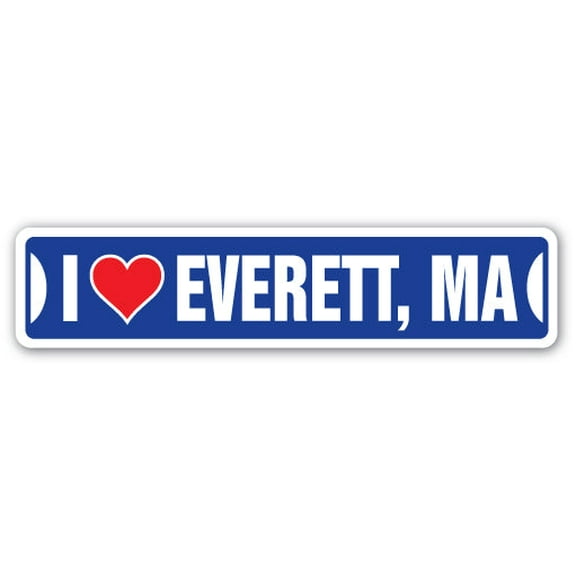 I LOVE EVERETT MASSACHUSETTS Street Sign ma city state us wall road décor gift