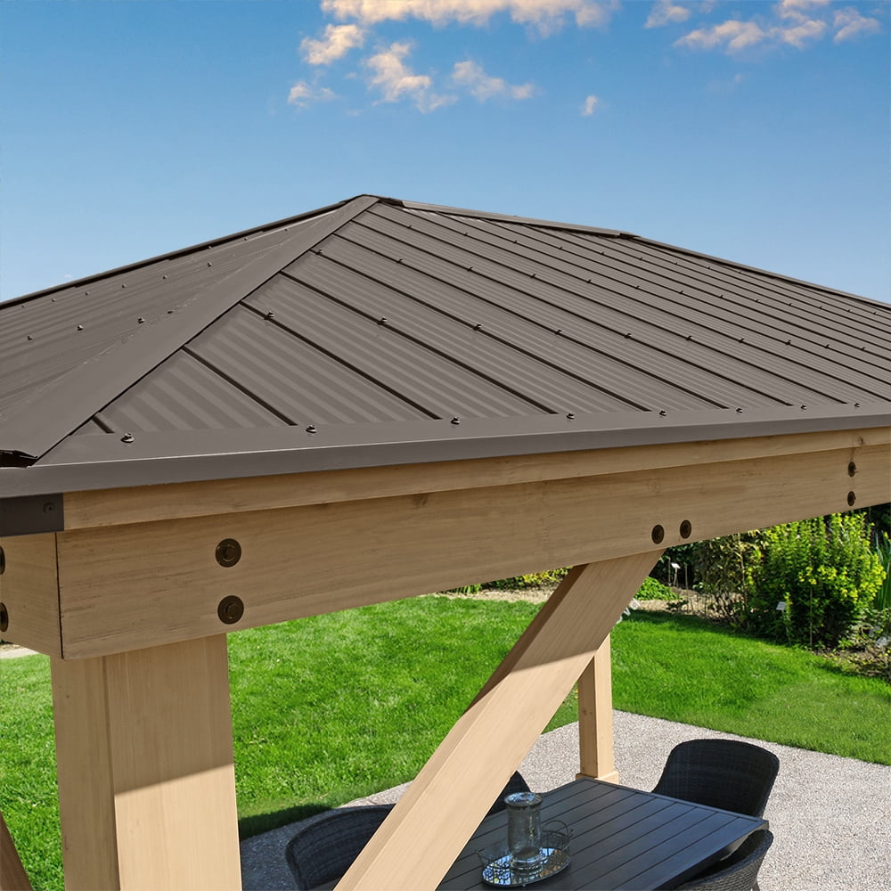 Yardistry 12 ft. × 16 ft. Meridian Cedar Gazebo with Aluminum Roof