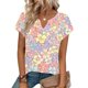 thumbnail image 4 of Camiseta de Manga Corta de Verano para Mujeres Moda Cuello en V Casual Color Sólido Poliéster Uso Diario, 4 of 7
