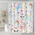thumbnail image 2 of Dino Shower Curtains for Girly Bathroom Decor Funny Fairy Cartoon Fantasy Colorful Animal Rainbow Cloud Heart Shower Curtain Durable Machine Washable Waterproof Fabric, 36x72 Inch, 2 of 6