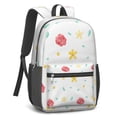 thumbnail image 3 of 17 Inch Lightweight Backpack,PVC Waterproof Oxford Fabric, Ergonomically Designed, with Large Capacity, Wildflower Garden Aesthetic Floral Print, 3 of 5