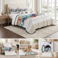 thumbnail image 6 of King Quilt Set 96''x106'', Blue Starfish Beach Lightweight Bedspread Coverlet with 2 Pillow Shams, Summer Coral Conch Coastal Retro Beige Breathable All Season Quilt Bedding for Bedroom/Guest Room, 6 of 9