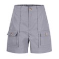 thumbnail image 6 of Mohiass Bermuda Shorts for Women Cargo Shorts Knee Length 6 Pockets Elastic Waist Long Shorts for Summer Casual Light Gray 2XL, 6 of 7