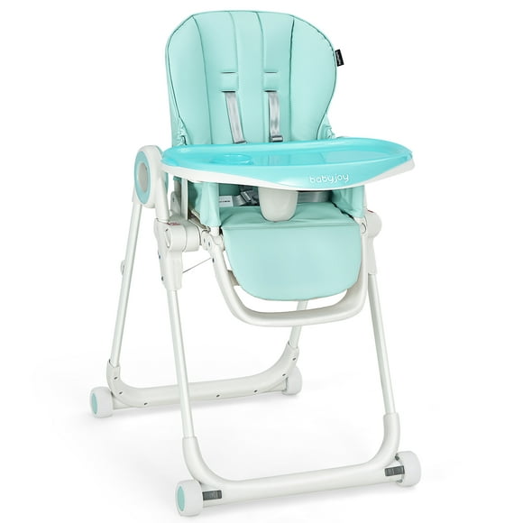 Babyjoy Chaise Haute Chaise d'Alimentation Pliable w/ 4 Roues Verrouillables Vert