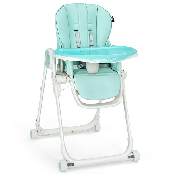 Babyjoy Chaise Haute Chaise d'Alimentation Pliable w/ 4 Roues Verrouillables Vert