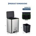 thumbnail image 6 of PYY Soft-Close Stainless Steel Trash Can with Foot Pedal - 3.4 Gallon (13L) Rectangular Waste Bin - Removable Inner Bucket - Space-Saving Design for Bathroom, Kitchen, Home Office - Silver, 6 of 8