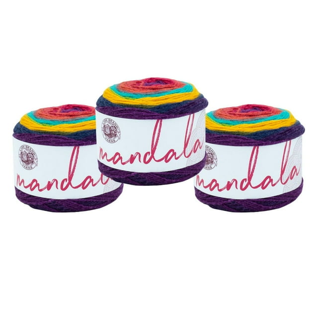 Lion Marque Yarn Mandala Multicolor Light DK Acrylique 3 Pack Fil