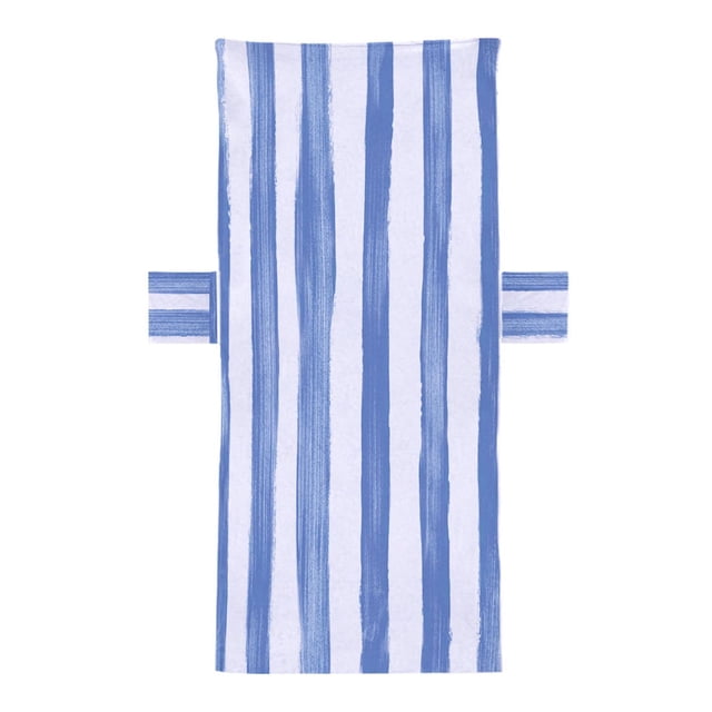 Funda para silla de playa, práctica funda de microfibra a rayas para silla de piscina, toalla con bolsillo para exteriores, viajes, ocio y . Azul