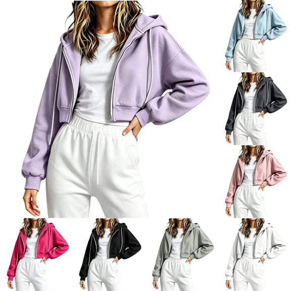 OGLCCG Girls Zip Up Hoodies Long Sleeve Cropped Sweatshirt Lightweight Hooded Fall Jacket Teen Girl Back to School Outfits 5-15 Years