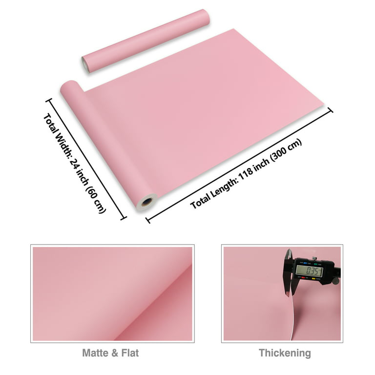 Cre8tive Pink Wallpaper Peel and Stick 24 inchx118 inch Wide Thick Pink Contact Paper Self Adhesive Removable Matte Pink Decorative Wall Covering