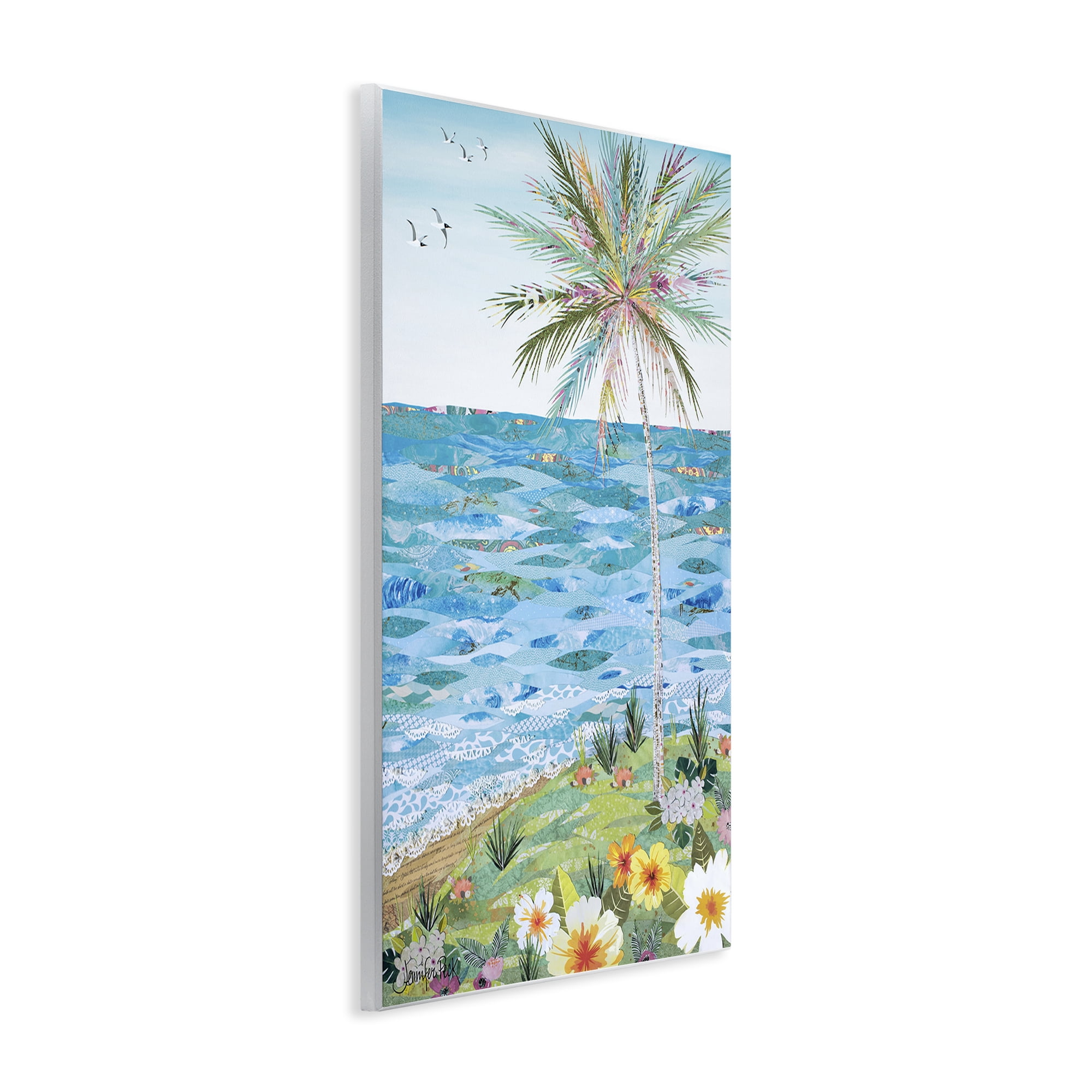 Stupell Industries Collaged Tropical Landscape Landscape Painting Unframed Art Print Wall Art, 10 x 15