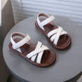 thumbnail image 6 of TOWED22 Girls Strap Sandals Open Toe Outdoor Flats with Hook and Loop Kid Summer Shoes for Girls（White,11）, 6 of 7