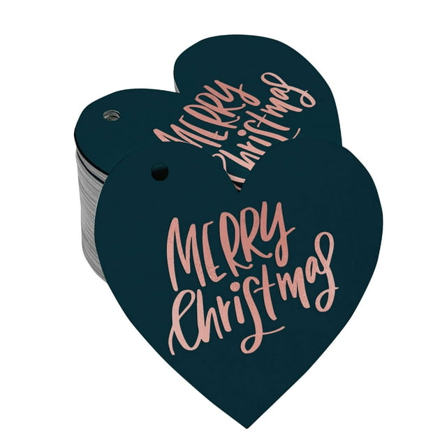 Inkdotpot Real Rose Gold Foil Merry Christmas Tag Favor Hang Paper Tag 100 Pieces