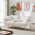 thumbnail image 2 of Twin Futon Sleeper Sofa,Velvet Upholstery Convertible Sofa Bed with Gold Metal Legs Adjusting Backrest Futon for Small Spaces, 2 of 6