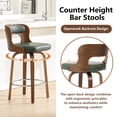 thumbnail image 2 of ClinQ 26 inch Swivel Bar Stool Set of 1, Counter Height Bar Chair with Walnut Legs and Silver Ring Footrest, Upholstered Faux Leather, Green, 2 of 6