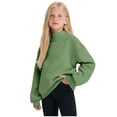 thumbnail image 2 of Kids Mock Neck Sweater Mock Neck Sweatshirt for Girls Oversized Turtleneck Sweater Cute Fleece Long Sleeve Pullover Tops Fall Trendy Preppy Clothes, 2 of 4
