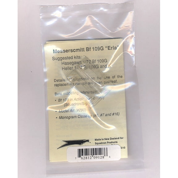 Me Bf 109 G/K Vacuform "Erla" Canopy for Heller, Hasegawa (1/72 model kit accessory)