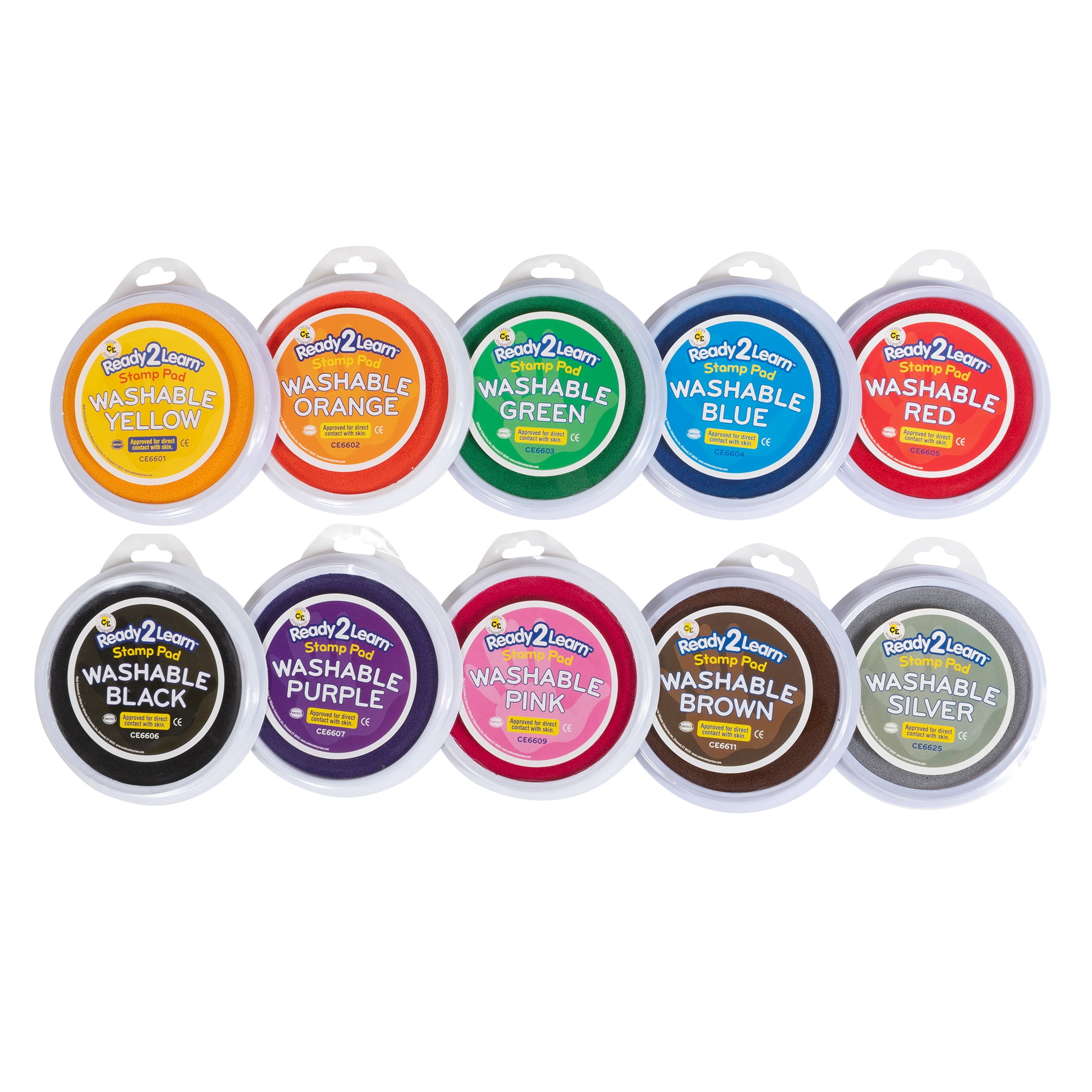 READY 2 LEARN Jumbo Circular Washable Stamp Pads - Set of 10