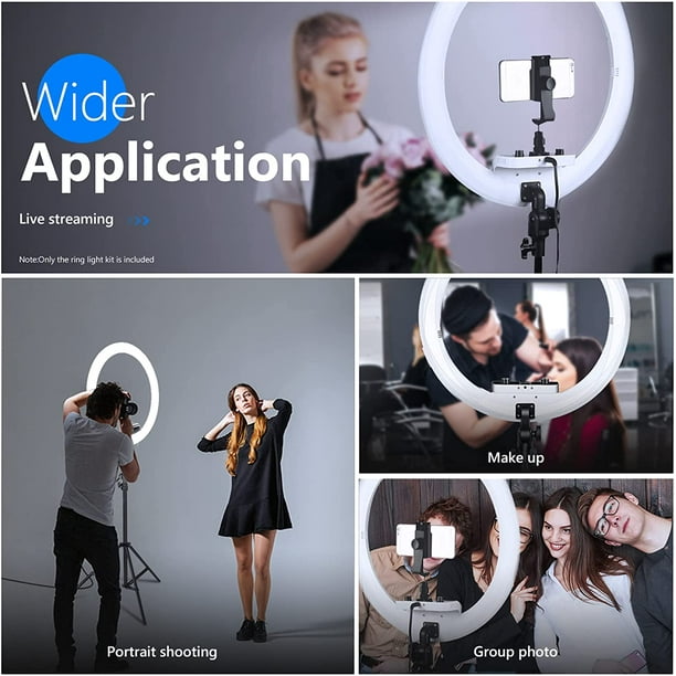 Neewer Ring Light Kit [Upgraded Version-1.8cm Ultra Slim] - 18 inches,  3200-5600K, Dimmable LED Ring Light with Light Stand, Rotatable Phone  Holder