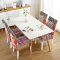 thumbnail image 3 of Boho Chic Dining Chair Covers Set of 4, Stretch Polyester Kitchen Slipcovers Featuring Vintage, Tribal Style, Retro, Nordic Style, Rustic, Ethnic Patterns with Removable Protector, 3 of 7