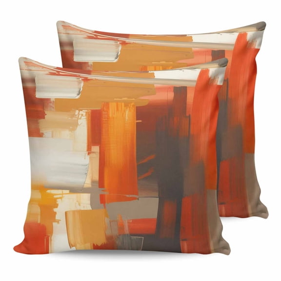 24x24 Pillow Covers Set of 2, Burnt Orange Brown Throw Pillow Covers Decorative Couch Cushion Case, Farmhouse Ombre Abstract Mottled Art Microfiber Square Pillowcases for Bedroom Car Living Room