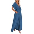thumbnail image 2 of Babysbule Skirt for Women Plus Size Women's Summer Beach Blouse Button Drawstring Long Skirt Sun Protection Shirt, 2 of 8