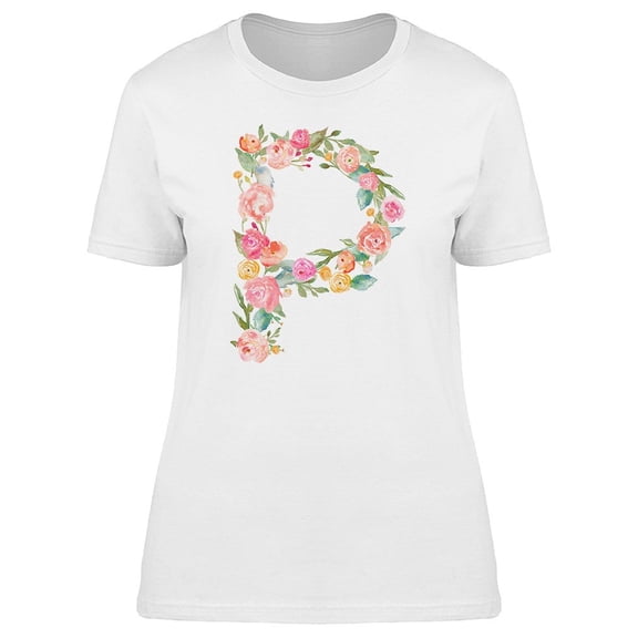 The Letter P With Flowers Tee Women's -Image by Shutterstock