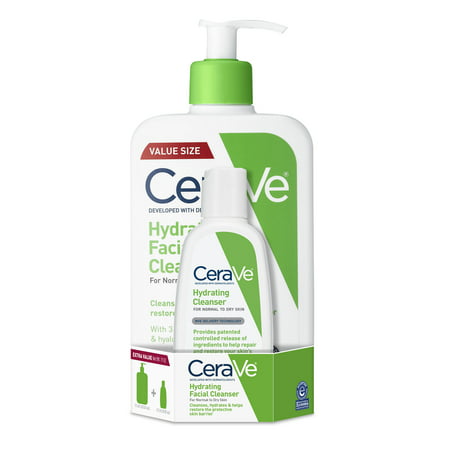 CeraVe Hydrating Face Wash, Cleanser for Normal to Dry Skin, 3 &16